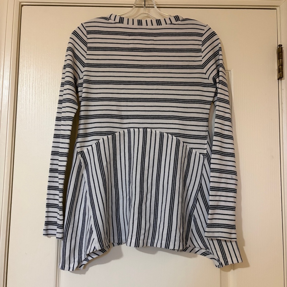 Maeve Navy and White Striped Knit Top - Picture 2 of 11